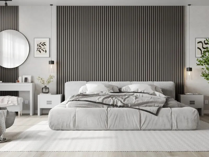 Mexen Lam-F, akustické stenové lamely 275 × 30 cm, plstený podklad 8 mm, technická dyha, dub oceľový, S105-275307-3015-006