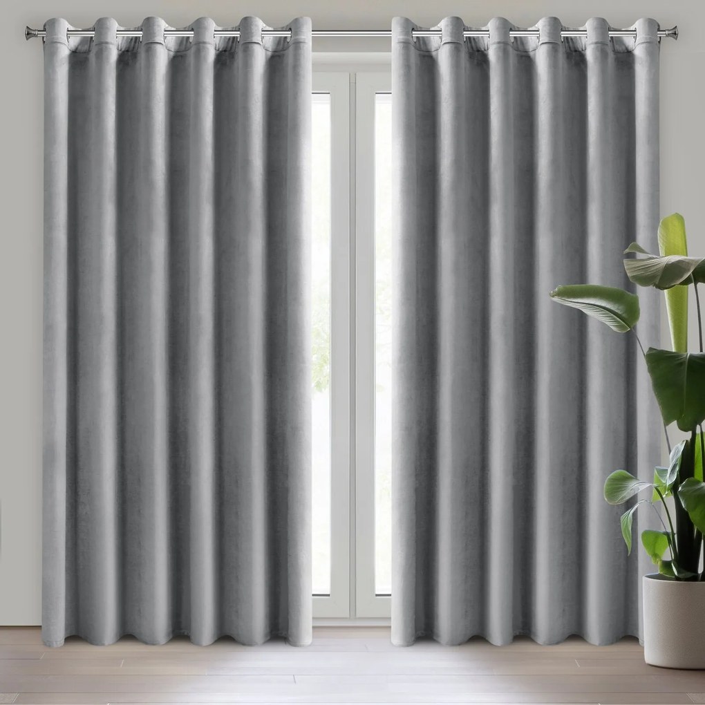 ZATEMŇOVACÍ ZÁVES NA KRÚŽKOCH MELANIE 215X250 CM STRIEBORNÁ