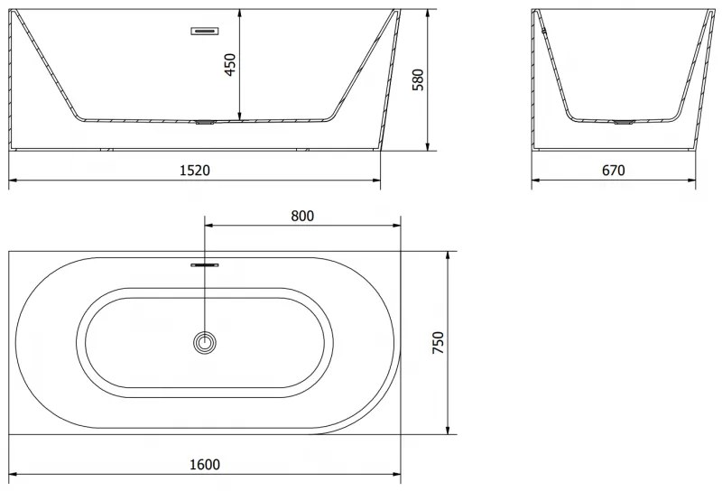 Mexen Mia, voľne stojaca rohová vaňa, lavá, 160 x 75 cm, biela, chrómový prepad, 52691607500L-01