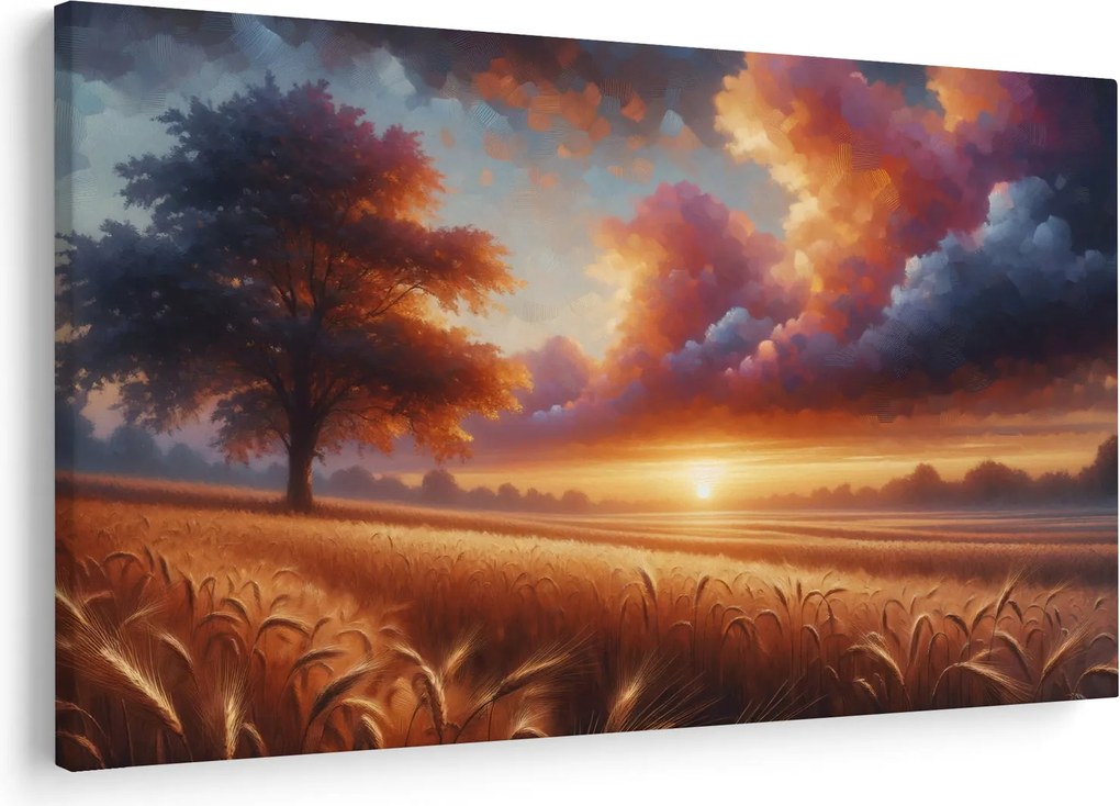Obraz – Západ slnka na poli (90x60 cm)