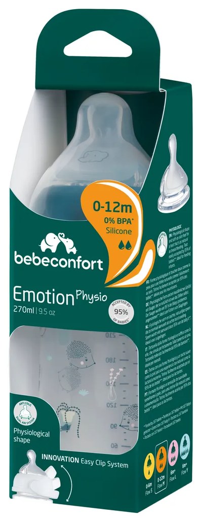 Dojčenská fľaša Emotion Physio 270ml 0-12m + Blue