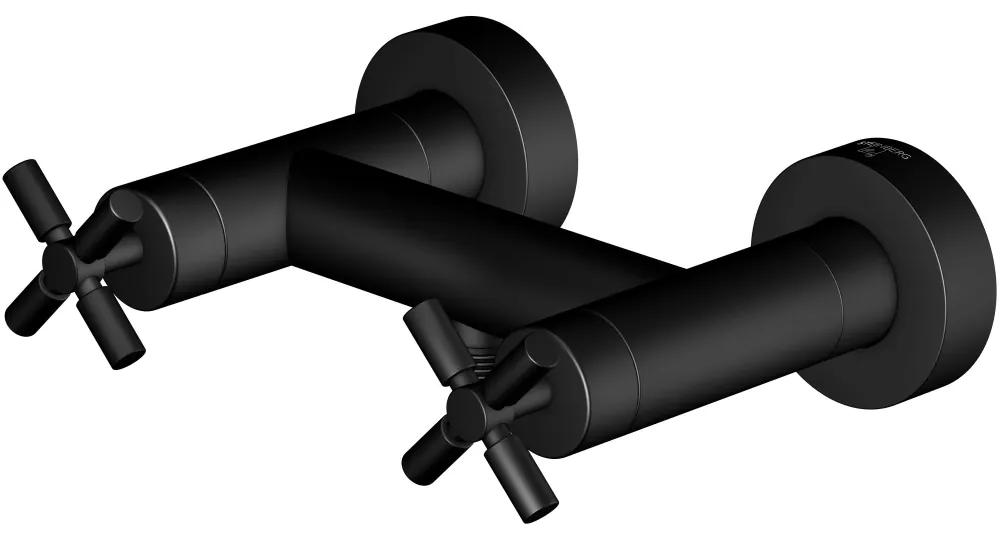 STEINBERG 250 sprchová batéria nástenná, s otočnými krížovými rukoväťami, matná čierna, 2501200S