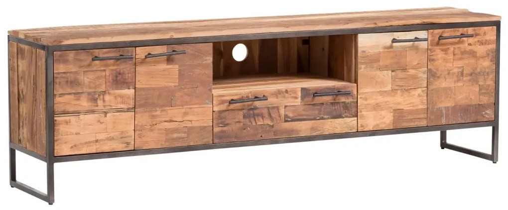 furniture-nabytek.cz - Masívny TV stolík Bristol z recyklovaného dreva, hnedý – 180×38×52 cm