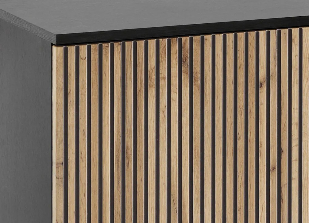 TV skrinka Sento, čierna/dub wotan, s osvetlením