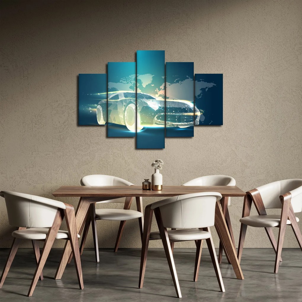 Obraz auta z geometrických tvarov (150x105 cm)