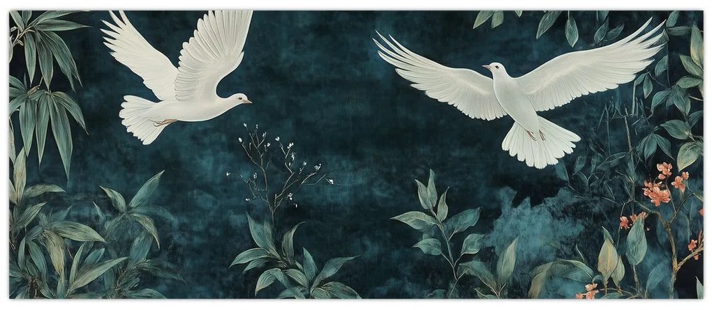 Obraz - Dve holubice (120x50 cm)