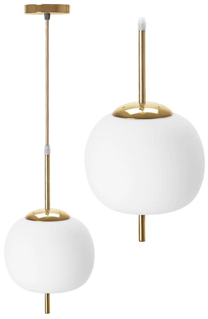 Toolight - sklenená závesná stropná lampa APP669-1CP, zlatá, OSW-00094
