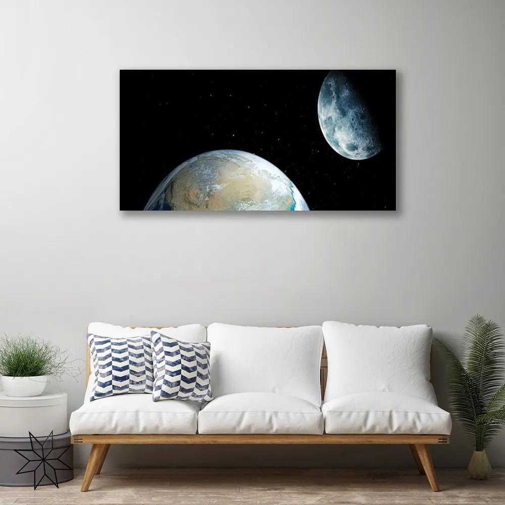 Obraz na plátne Mesiac zeme vesmír 120x60 cm