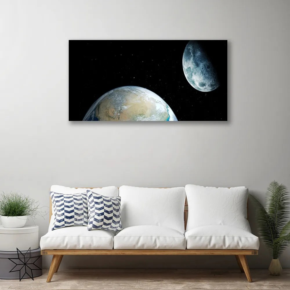 Obraz na plátne Mesiac zeme vesmír 125x50 cm