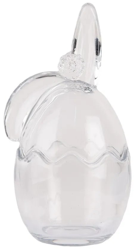 Sklenená dóza s vekom v tvare vajcia so zajačími uškami - 9*8*17 cm