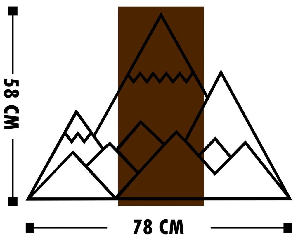 Nástenná drevená dekorácia MOUNTAIN hnedá/čierna