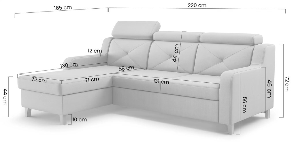 Rohová sedačka Laksaro s rozkladom ľavostranná - modrý zamat Trinity 31