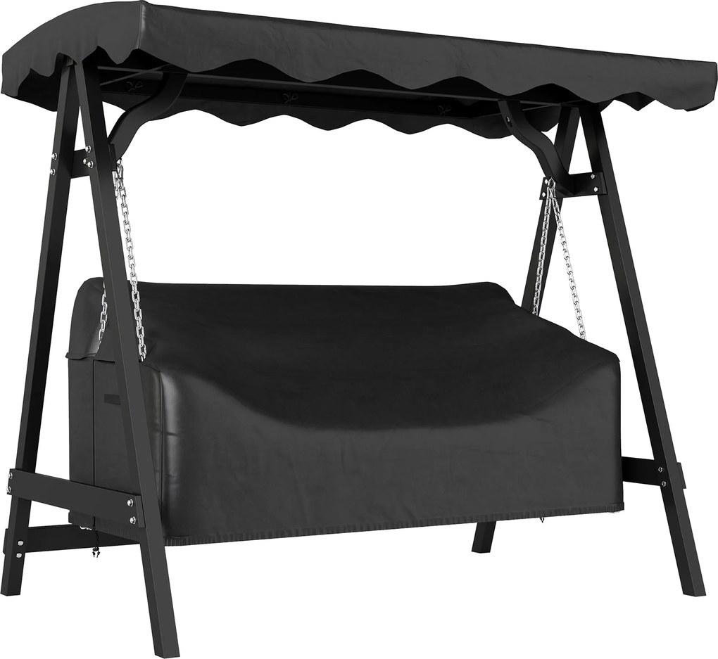 Outsunny obal na 3-miestnu hojdačku — nepremokavý, vetruvzdorný a UV-odolný, PU-potiahnutá oxfordová tkanina, 185 × 76 × 81 cm — čierny | Aosom