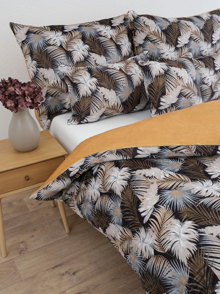 Obliečky mikroplyš Digital – Taisa čierno/zlatá