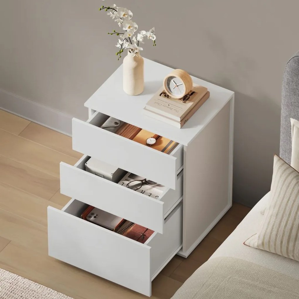 Nočný stolík RAMONA, 58x35x45cm, matná biela/béžová Vasagle