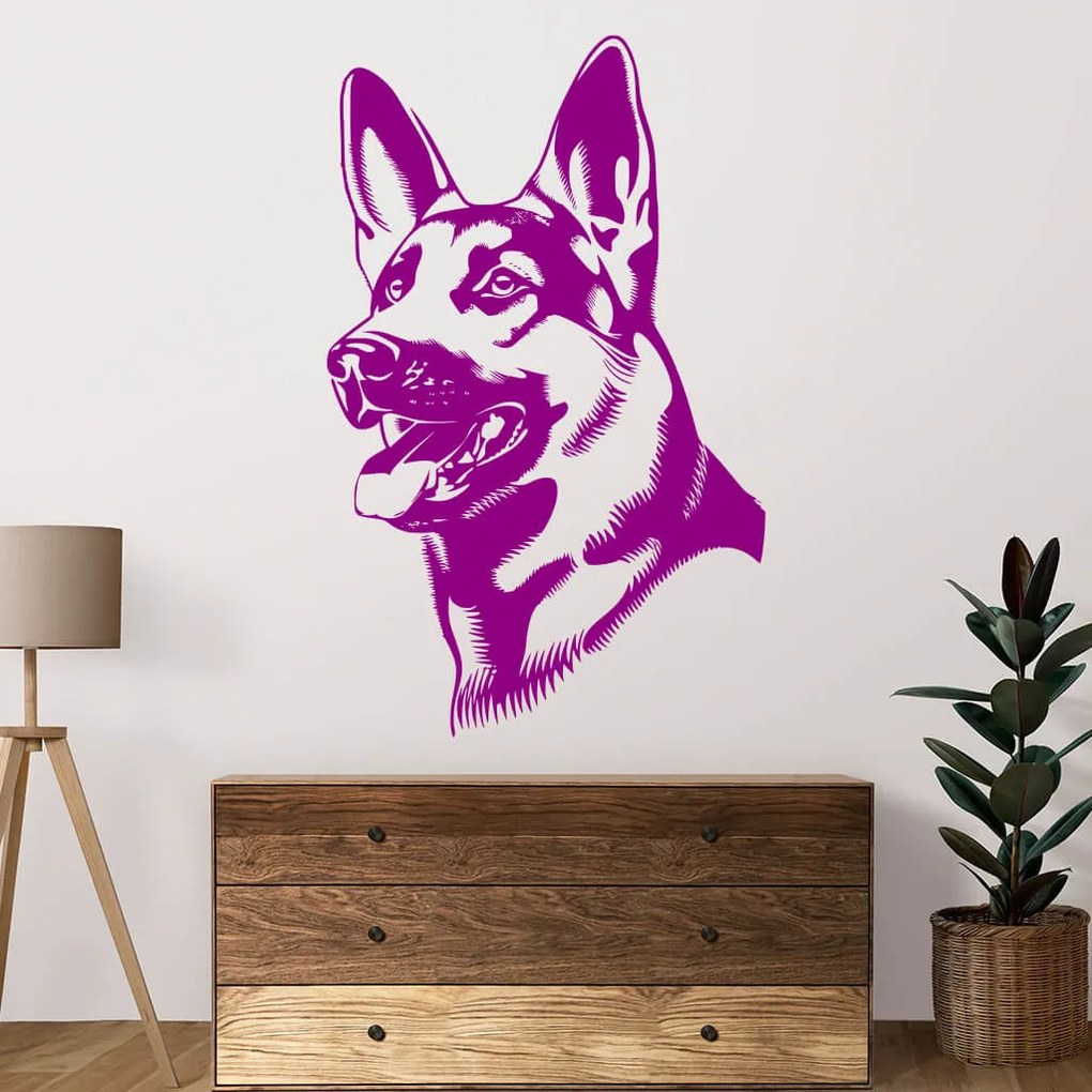 Veselá Stena Samolepka Nemecký ovčiak Farba: zelená, Veľkosť: 60 x 37 cm