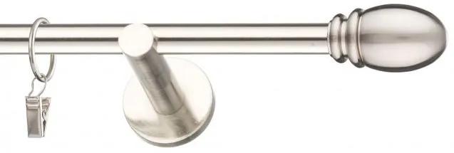 Dekorstudio Niklová jednoradová garniža OVAL 19mm Dĺžka: 120cm, Typ uchytenia: Držiak modern, Typ príslušenstva: Krúžky tiché so štipcami