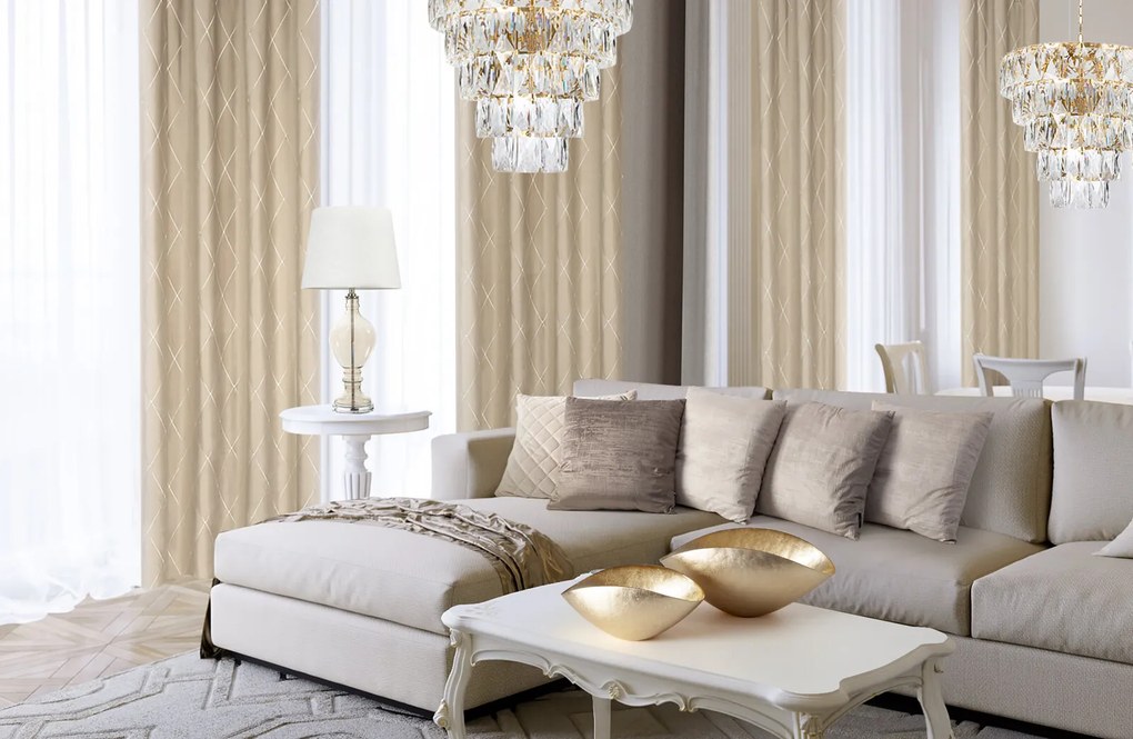ZATEMŇOVACÍ ZÁVES NA KRÚŽKOCH PIERRE CARDIN MARGO 140X250 CM BÉŽOVÁ
