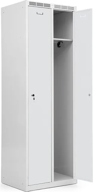 Kovová šatníková skriňa Trestles SS2M 1800x600x500 mm, 2 oddiely, svetlosivé dvere Podnož: bez podnože, Zámok: otočný