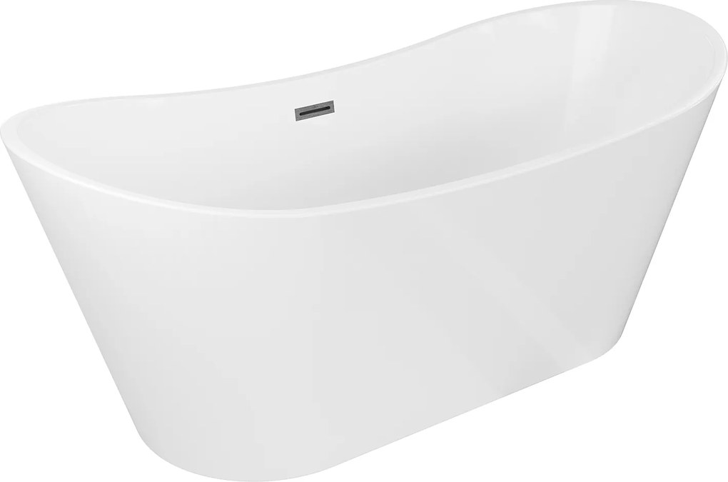 Mexen Montana voľne stojaca vaňa 180 x 90 cm, biela, prepad gun gray brúsen