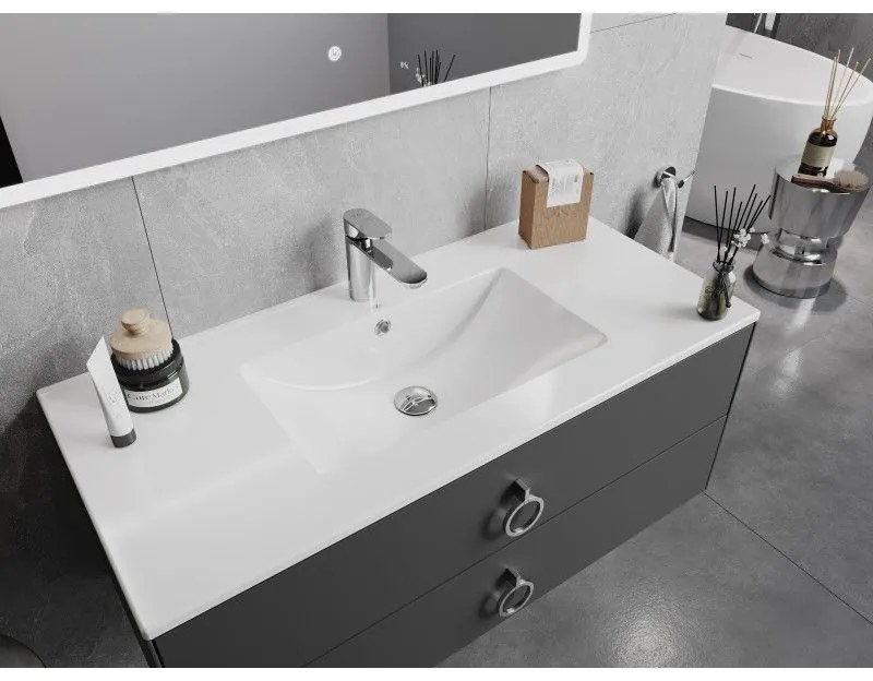 Mexen Atena, umývadlo na zapustenie do dosky 101 x 46 cm, biela lesklá, 25011000