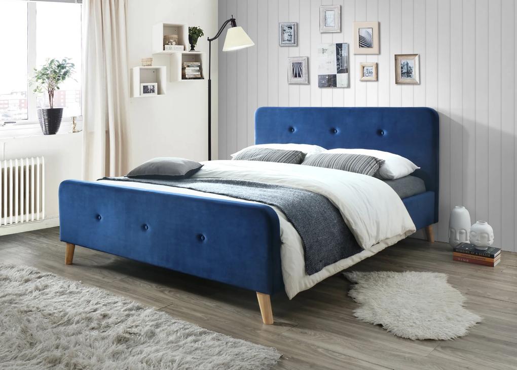 Manželská posteľ MALMO Velvet Farba: Modrá