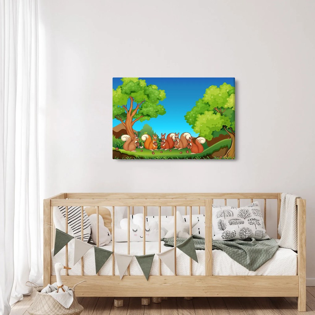 Obraz - Veselé veveričky (90x60 cm)
