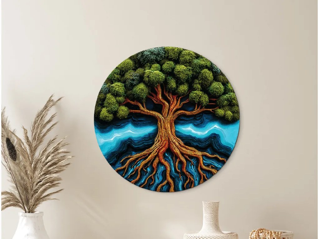 drevko |  Machový strom života Zakorenenie (UV tlač)  45 x 45 cm