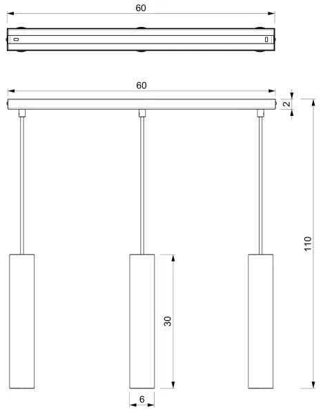 Luster na lanku RAITO 3xGU10/8W/230V mosadz
