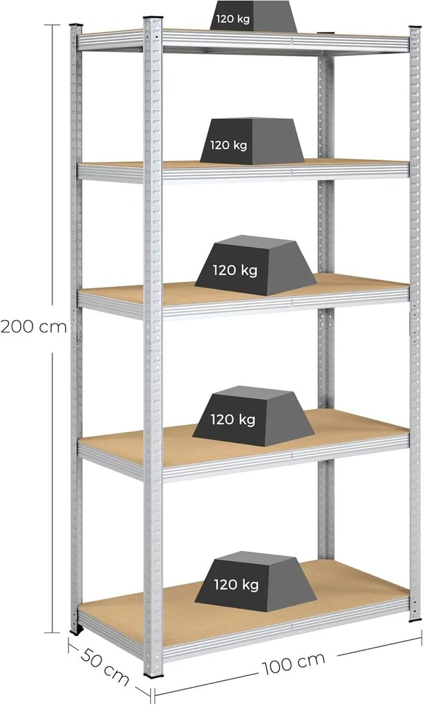 Sada 2 ks dielenských regálov Profa 200 cm strieborná/hnedá