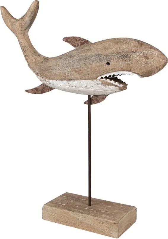 Drevená dekoratívna soška žralok Shark na podstavci - 34*8*39 cm