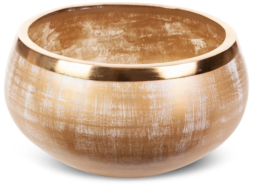 DEKORAČNÁ SKLENENÁ MISKA FENA (02) (FI) 23X14 CM ZLATÁ