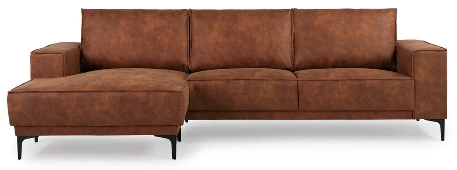 Koňakovohnedá rohová pohovka z imitácie kože (ľavý roh) Copenhagen – Scandic