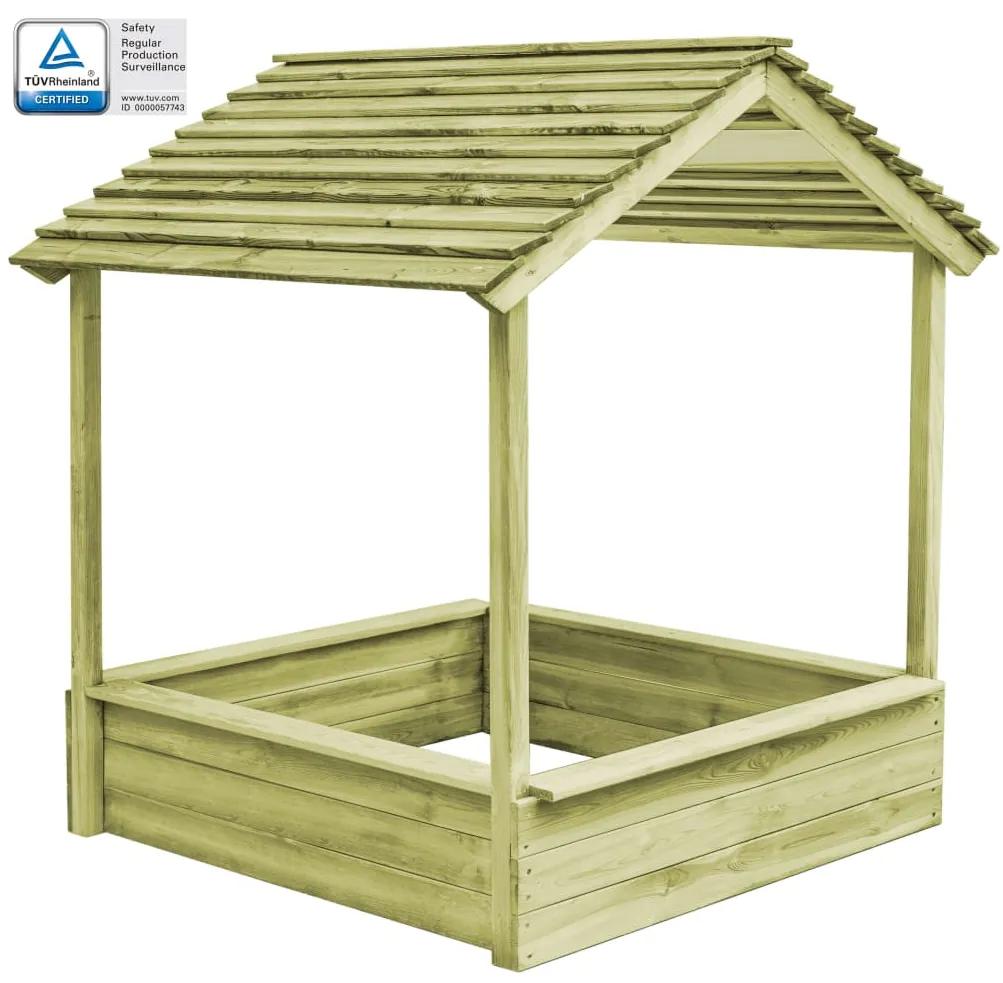vidaXL Vonkajší detský domček s pieskoviskom 128x120x145 cm FSC borovicové drevo