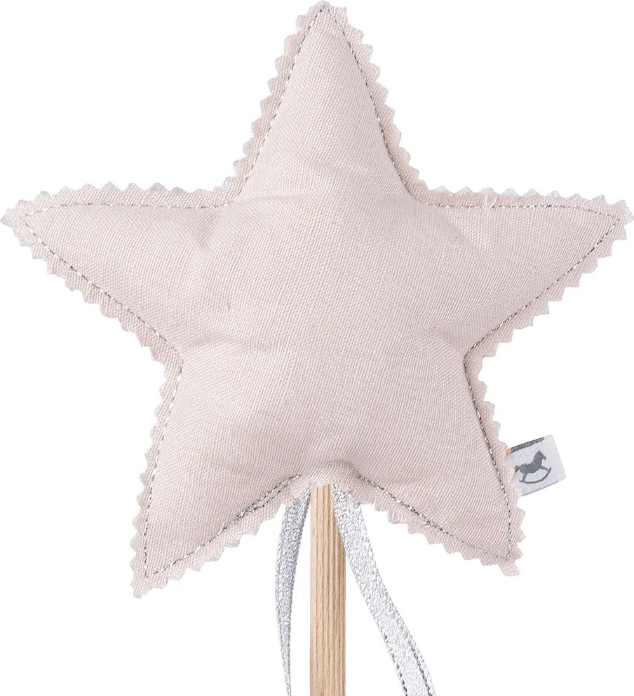 Ľanový kúzelný prútik púdrovo ružový so striebrom