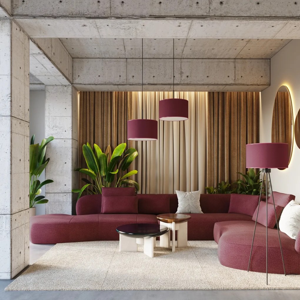 Stojacia lampa Nevia, 1x bordové textilné tienidlo, b