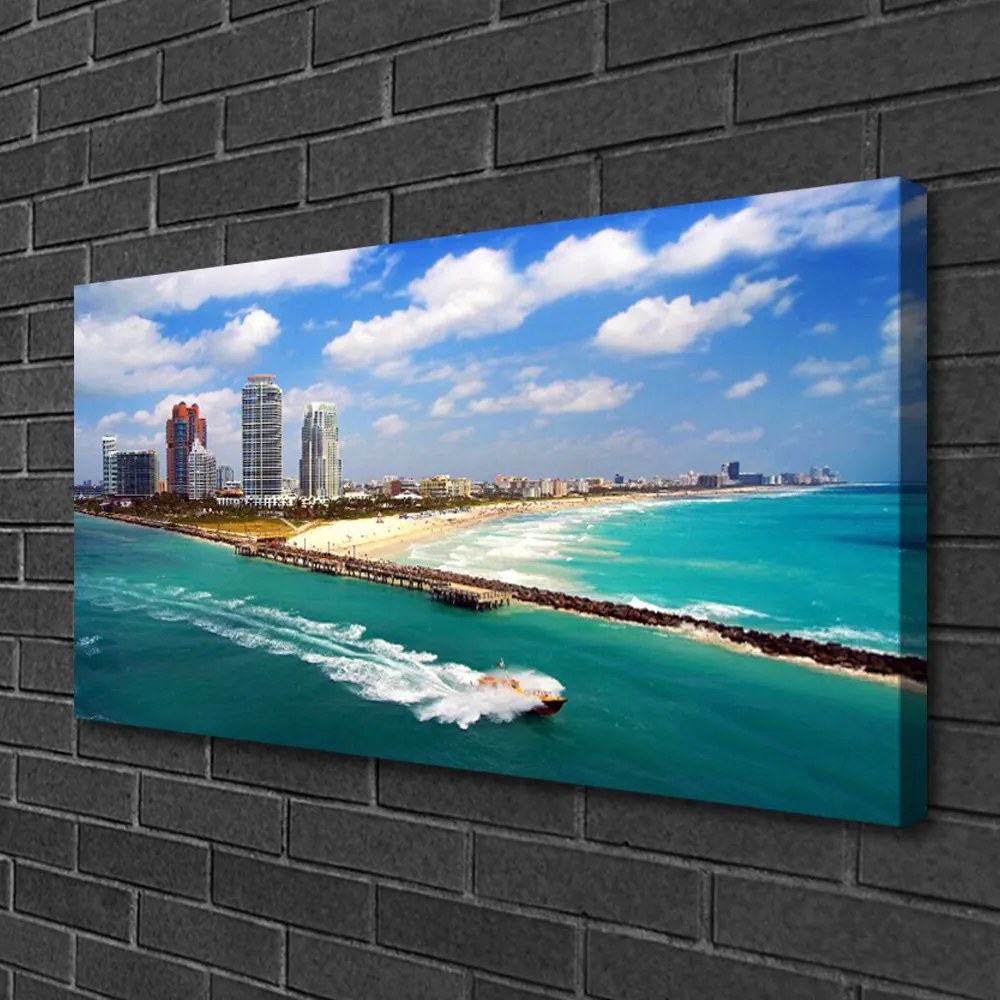 Obraz na plátne More pláž mesto krajina 120x60 cm
