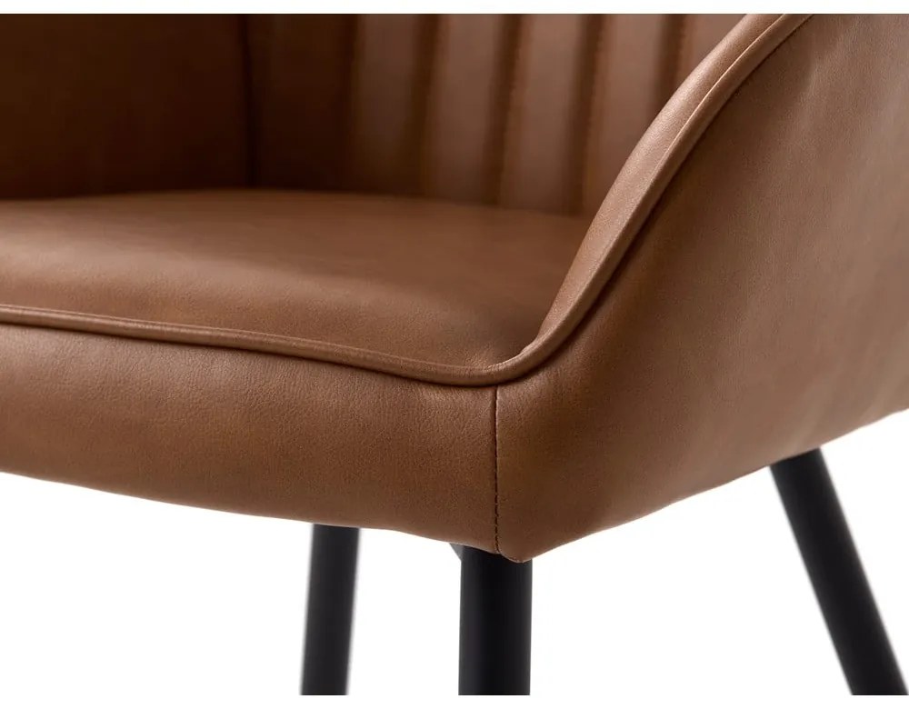 Hnedé čalúnené jedálenské kreslá v súprave s podrúčkami 2 ks Nolan Stripe – Unique Furniture