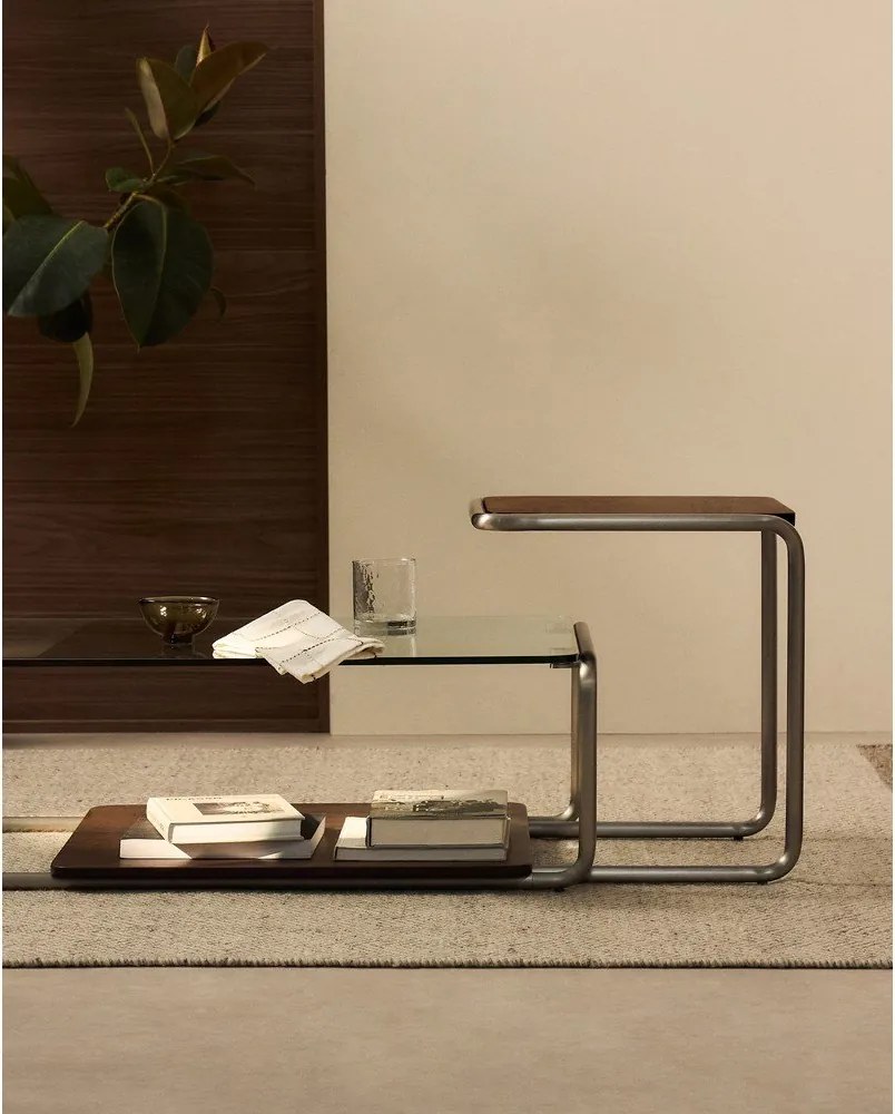 Odkladací stolík v dekore orecha 42x42 cm Tarsel – Kave Home