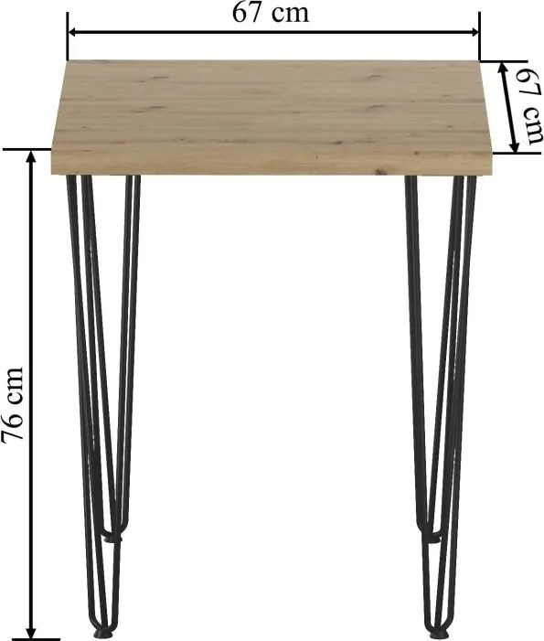Vintino Jedálenský stôl RAVEN 67 × 67 cm – dub artisan / čierny