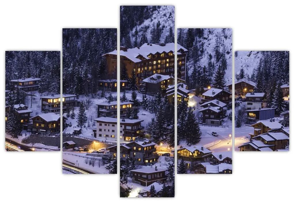 Obraz - horské zimné mestečko (150x105 cm)