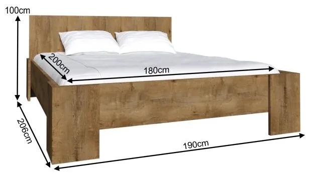 Manželská posteľ s roštom Montana L2 180 - dub lefkas tmavý