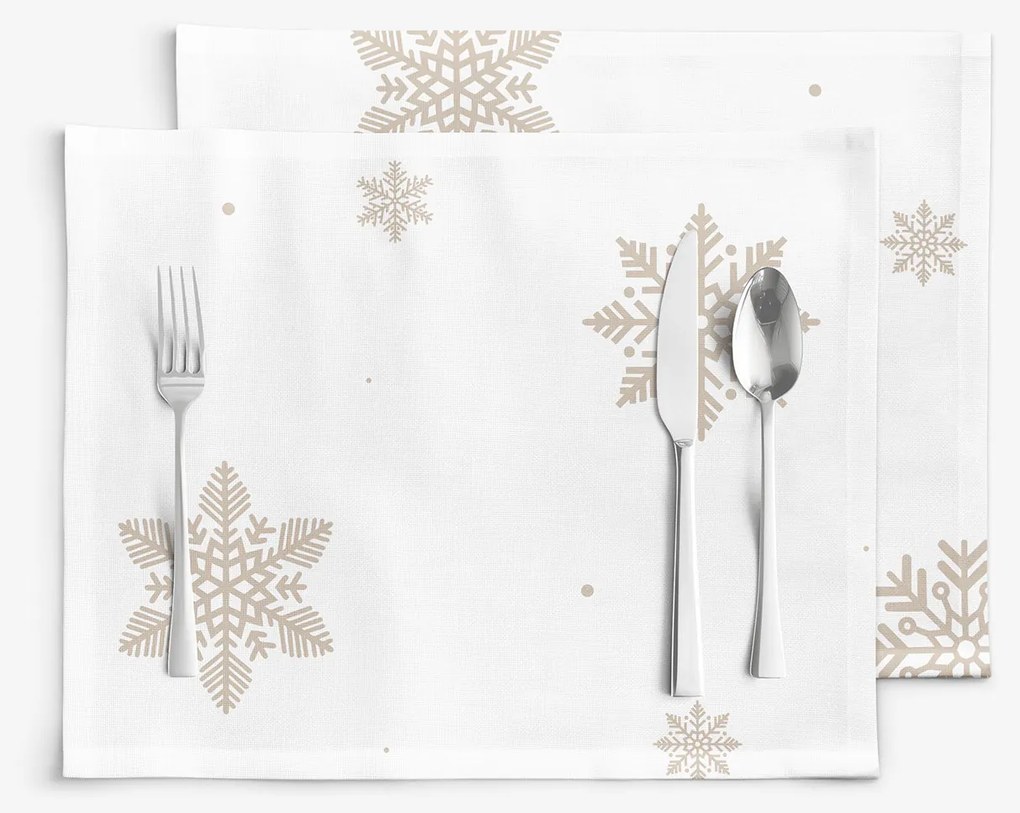 Goldea vianočné prestieranie na stôl 100% bavlnené plátno - snehové vločky na bielej - sada 2ks 30 x 40 cm
