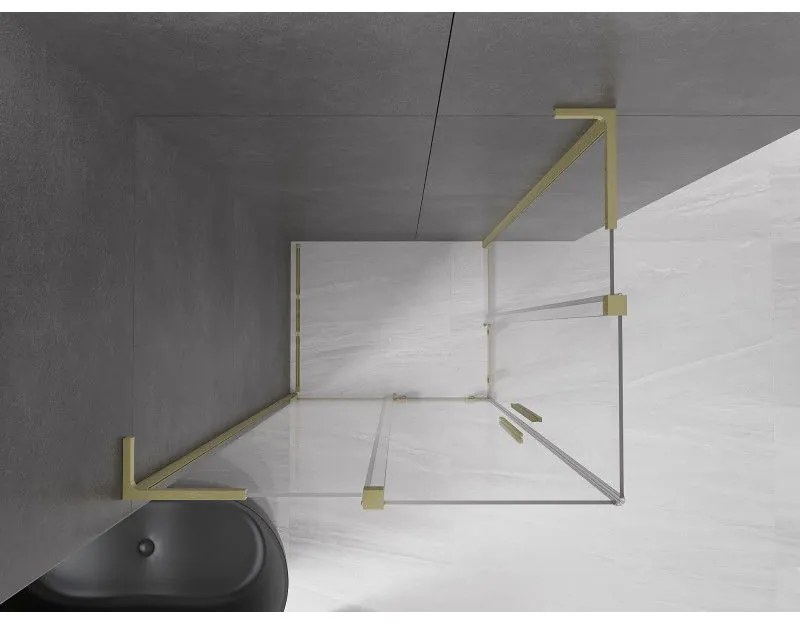 Mexen Velar L Duo, sprchový kút s posuvnými dverami 100 x 90 cm, 8mm číre sklo, zlatá matná, 871-100-090-02-03-55