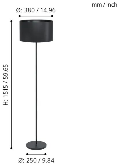 Eglo 99046 - Stojacia lampa MASERLO 1xE27/40W/230V