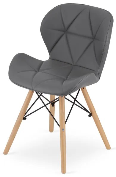 Jedálenský stôl ADRIA biely so štyrmi stoličkami LAGO sivé, ekokoža