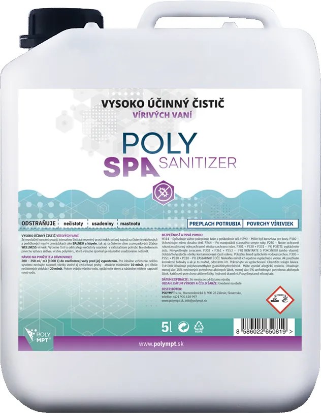 POLY SPA SANITIZER na čistenie vírivých vaní a jacuzzi, POLYMPT Objem: 1 l