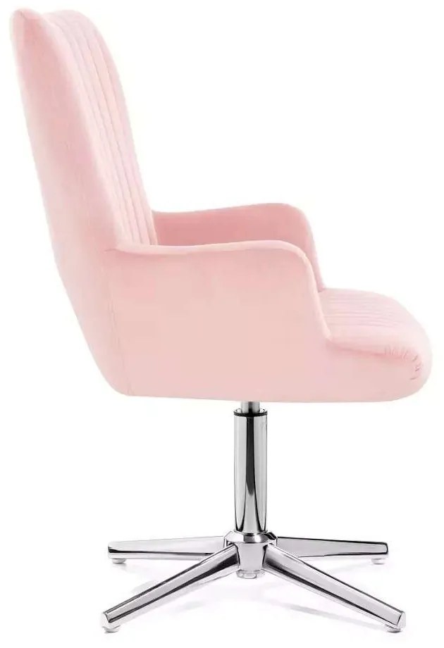 LuxuryForm DESIGN Kreslo AMADEO VELUR na striebornom kríži - ružové