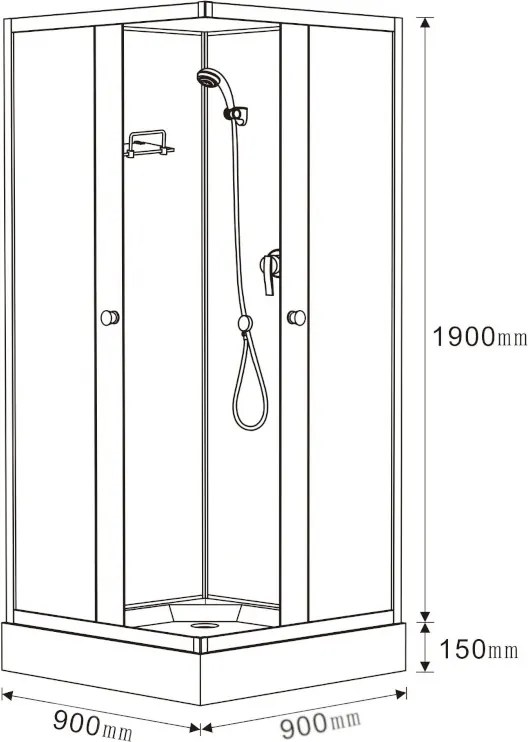 BPS-koupelny Sprchový box WSH314B 90 90x90