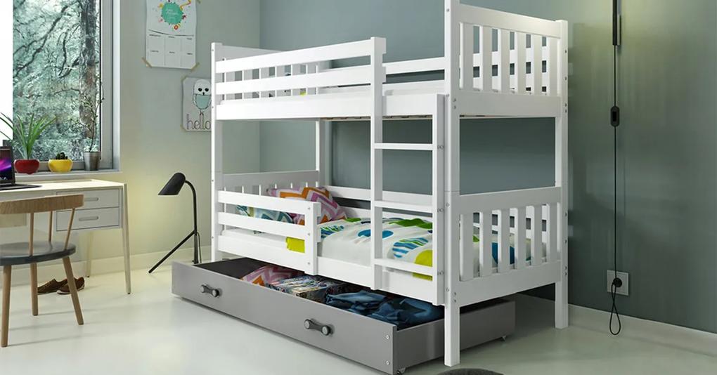 Interbeds Poschodová posteľ Carino so zásuvkou 190x80 bielo grafitová